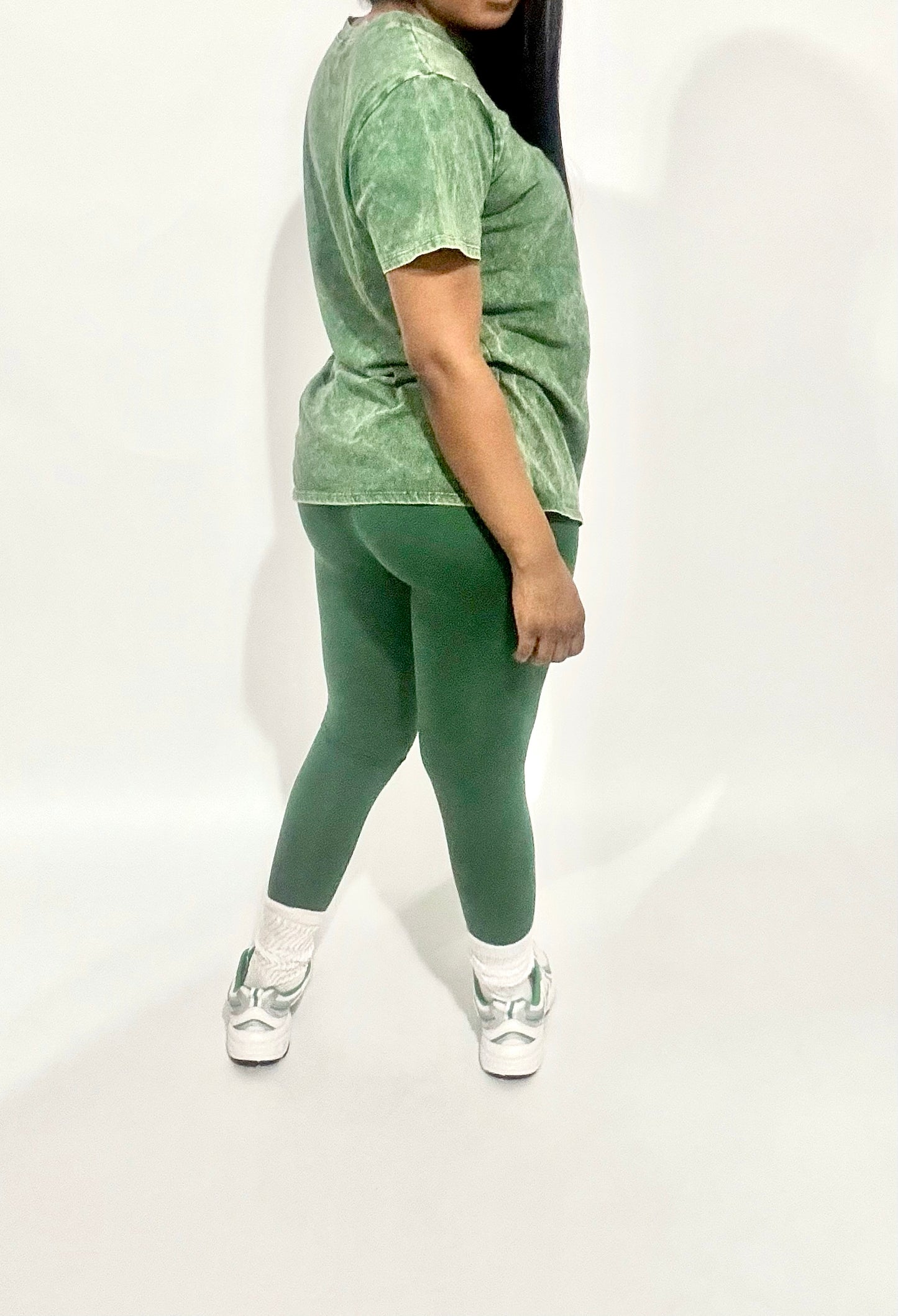 Ash Wash Essential Tee & Legging Set - Dark Green