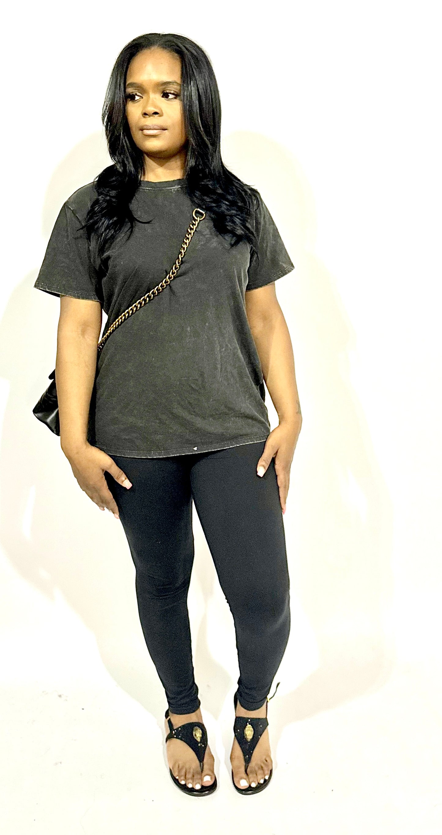 Ash Wash Essential Tee & Legging Set - Black