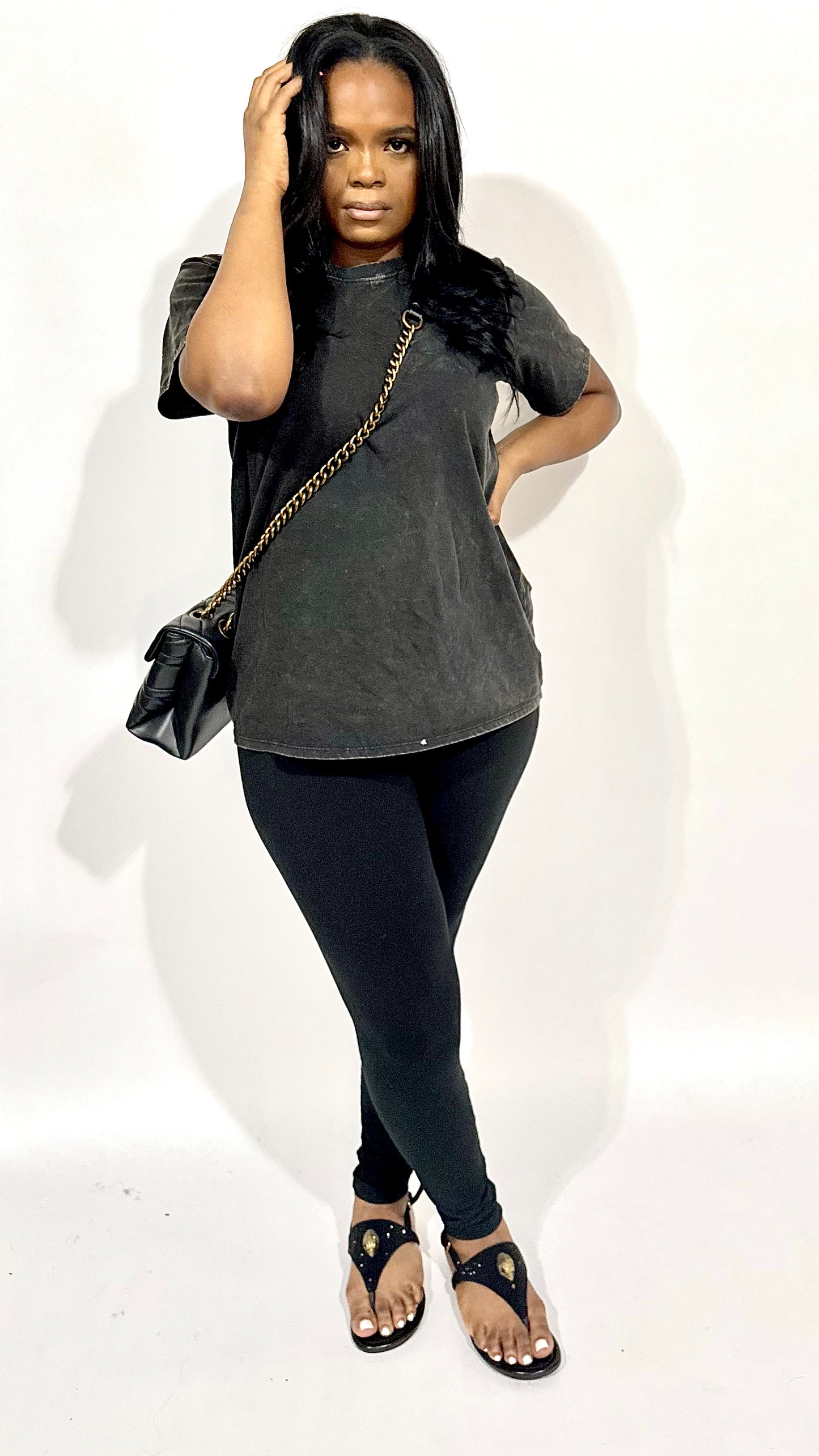 Ash Wash Essential Tee & Legging Set - Black