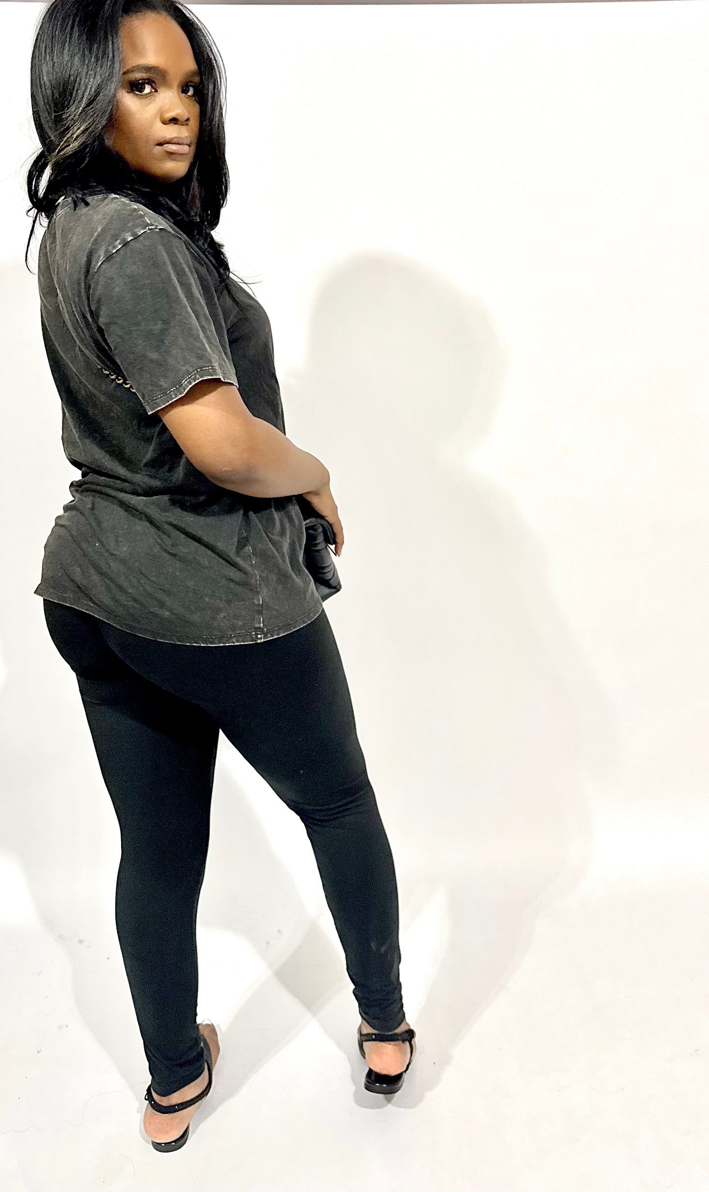Ash Wash Essential Tee & Legging Set - Black